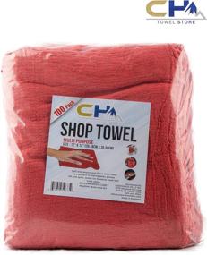 img 1 attached to Premium Quality New Red Shop Towel: 100 Pack 12x14 Inches, Grade A 100% Cotton Cleaning Cloths – Ideal for Mechanic Work and Automotive Use