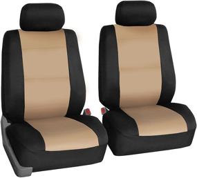 img 4 attached to 🌟 FH Group FB083BEIGE102 Beige-Half Neoprene Bucket Seat Cover with Airbag Compatibility: Ultimate Protection and Style!