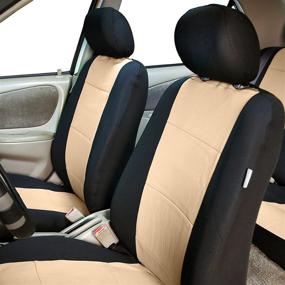 img 3 attached to 🌟 FH Group FB083BEIGE102 Beige-Half Neoprene Bucket Seat Cover with Airbag Compatibility: Ultimate Protection and Style!