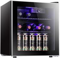 🍷 1.6 cubic feet antarctic star wine cooler and beverage refrigerator - small red & white wine cellar, mini beer and soda fridge with clear glass door, quiet compression operation, adjustable temperature, counter top bar freestanding, black логотип