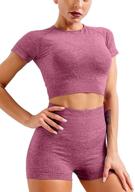 hyz yoga 2 piece sets: high waist shorts and crop top for seamless workout and running logo