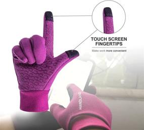 img 2 attached to 🧤 Stay Warm and Stylish with the HANDLANDY Upgraded Thermal Running Gloves in Purple