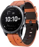 ремешок для запястья из натуральной кожи notocity 22 мм quick easy fit для garmin fenix 5/5 plus, approach s62/s60, forerunner 935/945 - коричневый. логотип