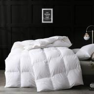 apsmile ultra-soft cotton feather down comforter queen - all season 750 fill-power hotel-style goose feather down duvet insert with ties: luxurious white queen size comforter for optimum coziness logo