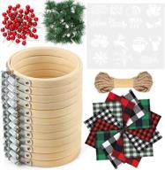 🎄 caydo christmas ornament kit - 3 inch embroidery hoop, christmas plaid fabric, heat transfer pattern, artificial pine needles, small berries - diy craft christmas decoration logo