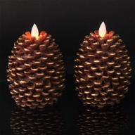 🕯️ wondise flameless flickering candles with timer - real wax moving wick led pine cone candles for christmas decor - set of 2 (brown, 3.5 x 4.7 inch) логотип