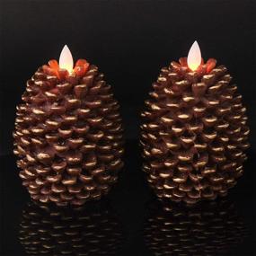 img 4 attached to 🕯️ Wondise Flameless Flickering Candles with Timer - Real Wax Moving Wick LED Pine Cone Candles for Christmas Decor - Set of 2 (Brown, 3.5 x 4.7 Inch)