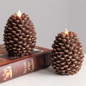 img 3 attached to 🕯️ Wondise Flameless Flickering Candles with Timer - Real Wax Moving Wick LED Pine Cone Candles for Christmas Decor - Set of 2 (Brown, 3.5 x 4.7 Inch)