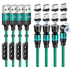 img 4 attached to 🔌 Tunkia Magnetic Charging Cable - Fast Charge QC 3.0 Magnetic USB Data Cable, Nylon Braided Phone Charger Cable for Type C Devices, Smartphone, etc. (Green) - Available in 1ft/3ft/6ft Lengths