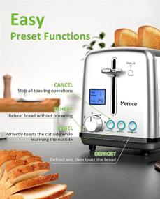 img 1 attached to 🍞 Smart Stainless Steel Toaster - LCD Screen Digital 2 Slice Toaster, Extra Wide Slot Retro Bread Toaster with Bagel Defrost Reheat Cancel Function, 6 Shade Settings, 900W