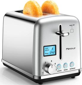 img 4 attached to 🍞 Smart Stainless Steel Toaster - LCD Screen Digital 2 Slice Toaster, Extra Wide Slot Retro Bread Toaster with Bagel Defrost Reheat Cancel Function, 6 Shade Settings, 900W