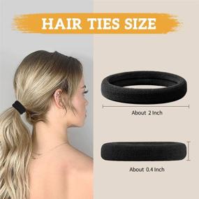 img 3 attached to 💆 IKOCO Thick Seamless Cotton Hair Bands - 60PCS Large Thick Stretch Hair Ties for Thick Hair 2 Inch (Black) - No Damage Solution!