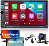 улучшенная связь: автомагнитола double din с поддержкой apple carplay, с сенсорным экраном 7 дюймов, bluetooth, fm приемником, зеркальным отображением, голосовым управлением и hd камерой заднего вида логотип