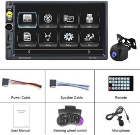 img 1 attached to Улучшенная связь: автомагнитола Double Din с поддержкой Apple Carplay, с сенсорным экраном 7 дюймов, Bluetooth, FM приемником, зеркальным отображением, голосовым управлением и HD камерой заднего вида