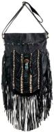 bohemian handbag women's black leather fringe - handbags & wallets for hobo bag lovers logo