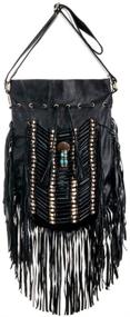 img 2 attached to Bohemian Handbag Women's Black Leather Fringe - Handbags & Wallets for Hobo Bag Lovers