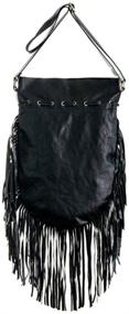 img 1 attached to Bohemian Handbag Women's Black Leather Fringe - Handbags & Wallets for Hobo Bag Lovers