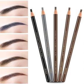 img 3 attached to 🏻 Ownest 6Pcs Pull Cord Peel-off Eyebrow Pencil Tattoo Makeup Set: Waterproof, Long-lasting Liner for Microblading, Filling, and Outlining - Black