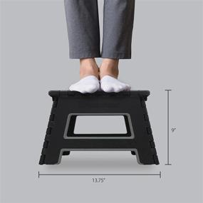 img 2 attached to 🪜 Brookstone BKH1097 9” Folding Step Stool with Non-Slip Surface - Space Saving Design, Carrying Handle - Supports up to 300 lbs, Black