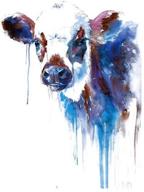 🐄 ink painting esh7 cow iron on transfer: a-level washable patch for clothing | trendy diy t-shirt, jacket, jeans, pants, handbag applications logo