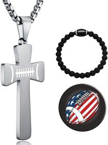 img 4 attached to Stainless Steel Rugby Cross Necklace - XIEXIELA USA Football | Strength Bible Verse Pendant for Sports Lovers and Athletes | I CAN DO All Things