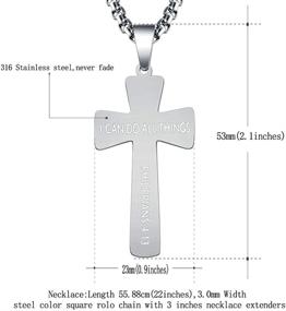 img 2 attached to Stainless Steel Rugby Cross Necklace - XIEXIELA USA Football | Strength Bible Verse Pendant for Sports Lovers and Athletes | I CAN DO All Things