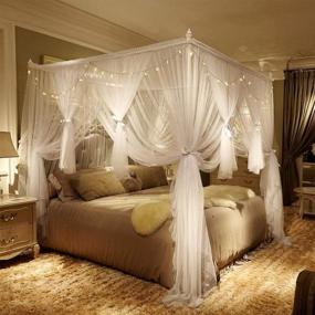 img 4 attached to 🌟 Ultimate Dreamland Ambiance: JQWUPUP Romantic Bed Canopy Curtains - Perfect Bed Canopy for Girls, Kids, and Adults - Stunning Bedding Décor in Queen Size, Elegant White Shade!