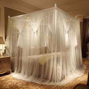 img 3 attached to 🌟 Ultimate Dreamland Ambiance: JQWUPUP Romantic Bed Canopy Curtains - Perfect Bed Canopy for Girls, Kids, and Adults - Stunning Bedding Décor in Queen Size, Elegant White Shade!