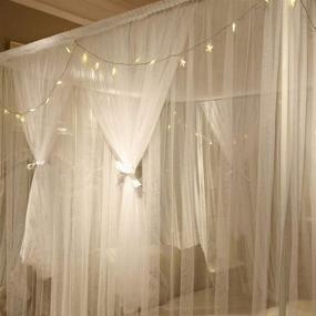 img 2 attached to 🌟 Ultimate Dreamland Ambiance: JQWUPUP Romantic Bed Canopy Curtains - Perfect Bed Canopy for Girls, Kids, and Adults - Stunning Bedding Décor in Queen Size, Elegant White Shade!