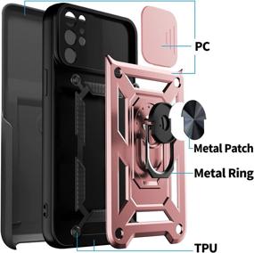 img 2 attached to 📱 Armor Style Rose Gold Rsenr Case for Samsung Galaxy S21 Ultra with Belt Clip Holster, Two TPU Screen Protectors, Slide Camera Cover & Kickstand, Built-in 360° Rotate Ring Stand, Car Mount Supported