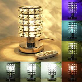 img 4 attached to Crystal Table Desk Lamp: Remote Control, 16 Colors & 4 Levels Brightness - Elegant RGB LED Bedside Light for Party & Home - Silver