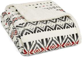 img 4 attached to 🏔️ Eddie Bauer Home Mountain Village Blanket Queen, Medium Red: Warmth and Style Combined