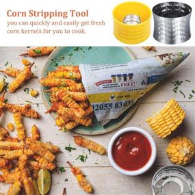 img 1 attached to 🌽 21-Piece Stainless Steel Corn Stripper Set - Cob Peeler, Zipper, Holders & Pins for Home, Kitchen, and Restaurant Use