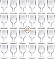 🍷 bulk pack of 24 clear plastic wine glasses for party use - 6.4 oz disposable wine glasses logo