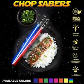 img 1 attached to Light Up Star Wars LED Lightsaber Chopsticks - Glowing Light Saber Chop Sticks - 8 Color Modes - 2 Pairs