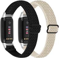 🎽 ocebeec 2 pack elastic bands for fitbit luxe - adjustable stretchy nylon sport wristbands, replacement for fitbit luxe fitness and wellness tracker, women men (black+apricot) logo
