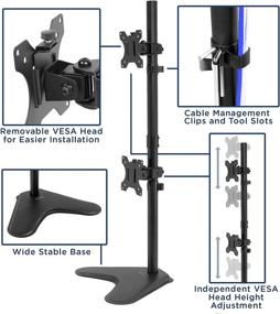 img 2 attached to 🖥️ Mount-It! Vertical Dual Monitor Stand: Stacking 2 Screens, 24-32 Inch with Tilt, Swivel & Height Adjustment, VESA Compatible (75-100)