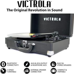 img 2 attached to Victrola Vintage 3-Speed Bluetooth Portable Suitcase Record Player With Built-In Speakers Home Audio
