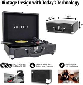 img 1 attached to Victrola Vintage 3-Speed Bluetooth Portable Suitcase Record Player With Built-In Speakers Home Audio