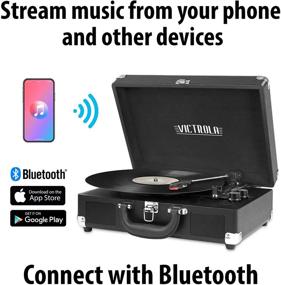 img 3 attached to Victrola Vintage 3-Speed Bluetooth Portable Suitcase Record Player With Built-In Speakers Home Audio
