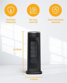 img 3 attached to 🔥 AMILIRE 1500W Electric Space Heater Fan with Programmable Thermostat, Remote Control, LED Display, Wide Oscillation, Over-heating & Tip-over Protection, Adjustable 12H Timer - Black