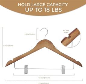 img 3 attached to 👔 Premium Wooden Suit Hangers 12 Pack with Adjustable Metal Clips - Cozymood Natural Smooth Finish, Heavy Duty Clothes Hanger for Coats, Jackets, Pants, Skirts, Trousers