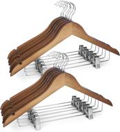 👔 premium wooden suit hangers 12 pack with adjustable metal clips - cozymood natural smooth finish, heavy duty clothes hanger for coats, jackets, pants, skirts, trousers logo