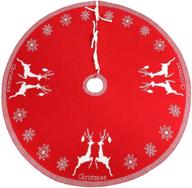 большая красная вязаная скатерть под ёлку - 45 дюймов, роскошное толстое рождественское украшение с оленями вокруг, идеальное деревянное украшение. логотип