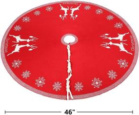 img 2 attached to Большая красная вязаная скатерть под ёлку - 45 дюймов, роскошное толстое рождественское украшение с оленями вокруг, идеальное деревянное украшение.