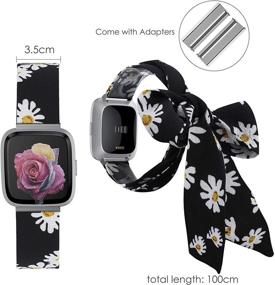 img 3 attached to 🌼 Wearlizer Silk Scarf Bands: Fashionable and Cute Replacement Wrist Strap for Fitbit Versa Series - Daisy Edition