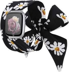 img 4 attached to 🌼 Wearlizer Silk Scarf Bands: Fashionable and Cute Replacement Wrist Strap for Fitbit Versa Series - Daisy Edition