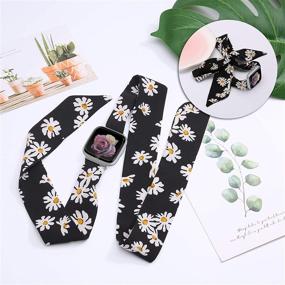 img 2 attached to 🌼 Wearlizer Silk Scarf Bands: Fashionable and Cute Replacement Wrist Strap for Fitbit Versa Series - Daisy Edition