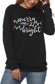 img 2 attached to Merry and Bright Christmas Sweatshirt for 🎄 Women - Funny Xmas Lights Blouse Tops, Holiday Shirts