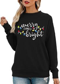 img 3 attached to Merry and Bright Christmas Sweatshirt for 🎄 Women - Funny Xmas Lights Blouse Tops, Holiday Shirts